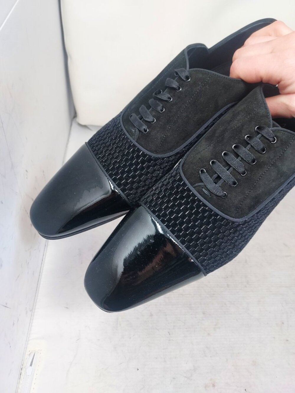 Christian Louboutin MENS Greggy Chick Flat Black Velvet Shoe - Picture 5 of 11
